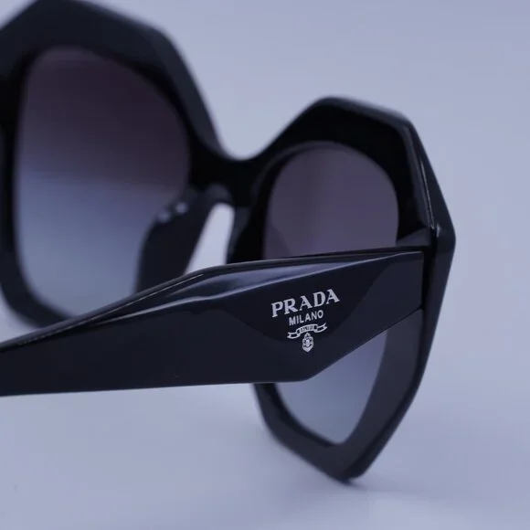 Prada PR16WS 1AB5D1 Sunglasses Black Geometric Frame, Grey  display picture 1